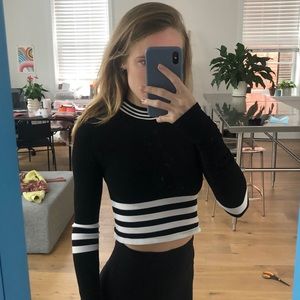 Free people black and white striped crop top